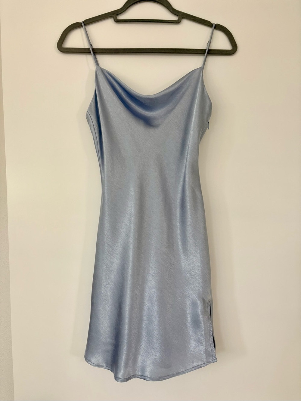 Cotton Candy Powder Blue Satin Slip Mini Dress